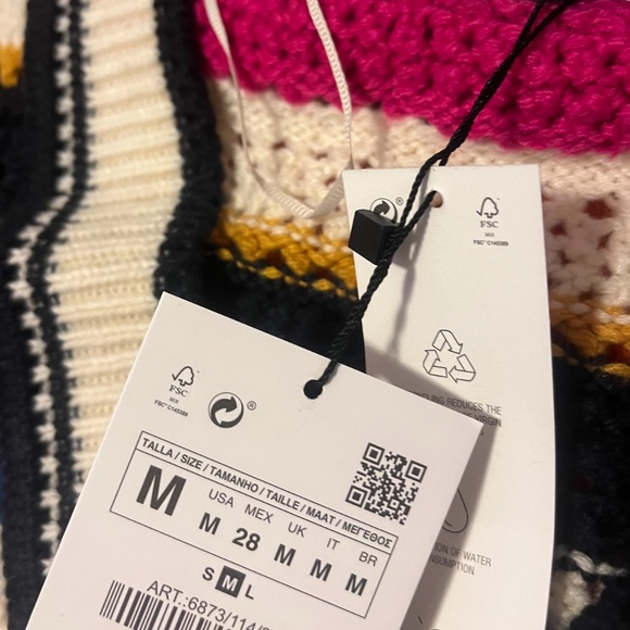 Zara rustic striped oversized crochet vest and flare pants coordinated set NWT - Picture 3 of 11